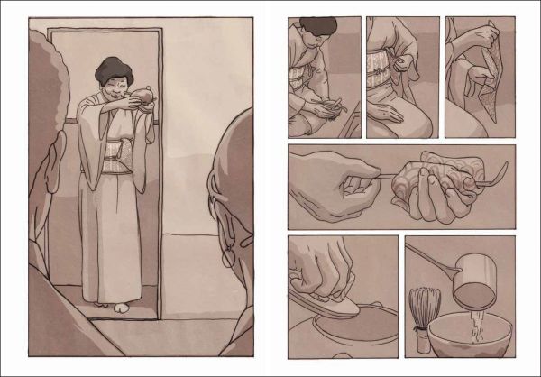 Book cover of Hikobae, with a mother holding a child, with large fish swimming behind. Published by Kulturalis.