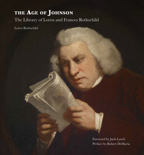 Book cover of The Age of Johnson: The Library of Loren and Frances Rothschild, featuring a painting of a man reading a manuscript. Published by Kulturalis.