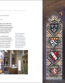 Book cover of Divine Light: The Stained Glass of England's Cathedrals; featuring a decorative window with fish and birds. Published by Kulturalis.