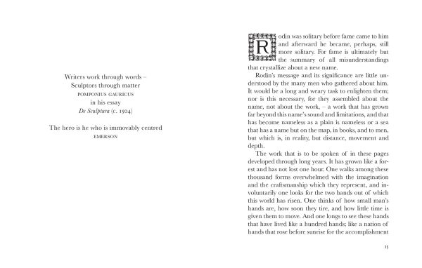 Rear view profile portrait of 19th century sculptor, on cover of 'Auguste Rodin', by Pallas Athene.