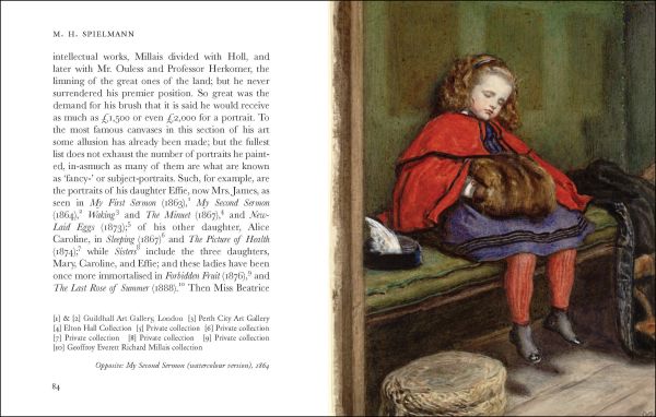 Book cover of Millais: A Sketch by M. H. Spielmann, Preceded by the Artist's Thoughts on our Art of Today; with a self-portrait of the painter holding a paint palette. Published by Pallas Athene.