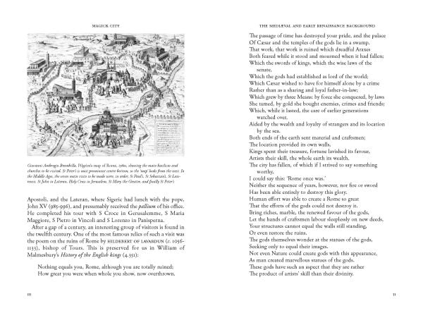 Book cover of Magick City: Travellers to Rome from the Middle Ages to 1900, Volume I. The Middle Ages to the Seventeenth Century, with oil painting titled 'Campo Vaccino', with figures. Published by Pallas Athene.