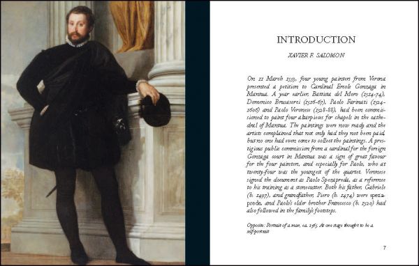 Portrait of young white man in black hat and white ruff, 'LIVES OF VERONESE', in blue font below, by Pallas Athene.