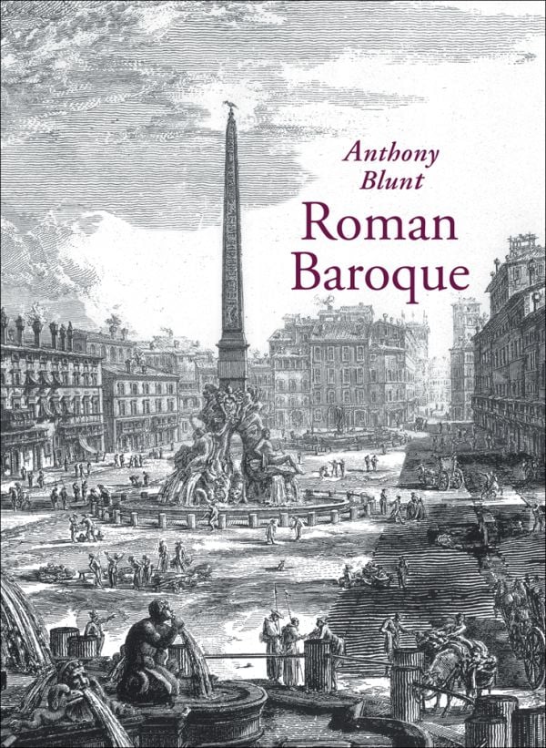 Book cover of Roman Baroque, with a 19th century engraving of Piazza Navona by Giovanni Battista Piranesi. Published by Pallas Athene.