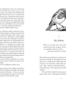 Red robin perched on tree branch, on cover 'The Life of the Robin', by Pallas Athene.