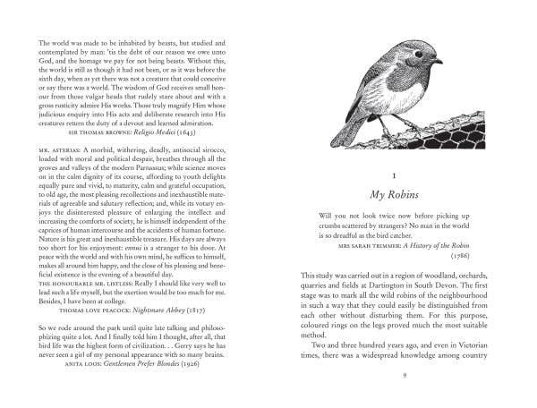 Red robin perched on tree branch, on cover 'The Life of the Robin', by Pallas Athene.