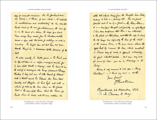 Book cover of A John Ruskin Collection, with the artist in later life, leaning against a stone wall holding a walking stick. Published by Pallas Athene.