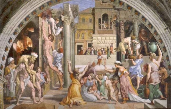 Portrait painting of 'Young Man Painting' by Raphael, 'The Life of Raphael', in black font to bottom right corner, by Pallas Athene.