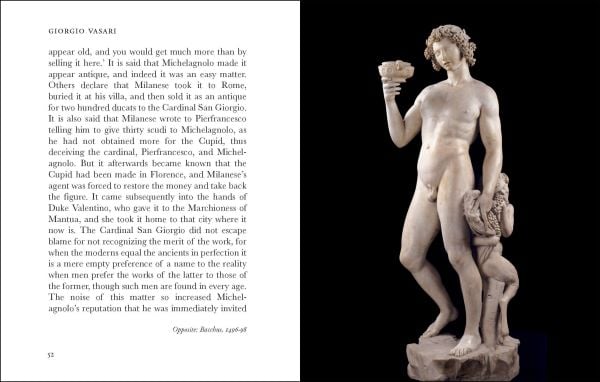 Portrait drawing of Michelangelo by Daniele da Volterra, 'The Life of Michelangelo', in black font below, by Pallas Athene.