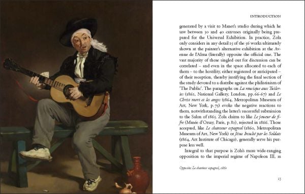 Portrait photography of Édouard Manet, with large beard, 'Emile Zola, Looking at Manet', in white font below, by Pallas Athene