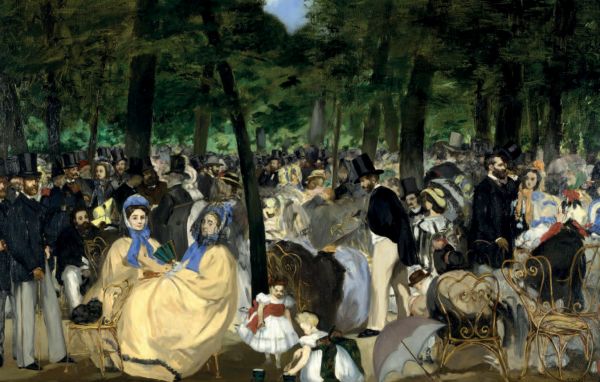 Portrait photography of Édouard Manet, with large beard, 'Emile Zola, Looking at Manet', in white font below, by Pallas Athene