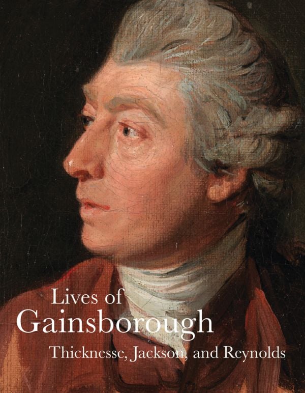 Study of Thomas Gainsborough by Johan Zoffany, c.1772, 'Lives of Gainsborough', in white font below, by Pallas Athene.