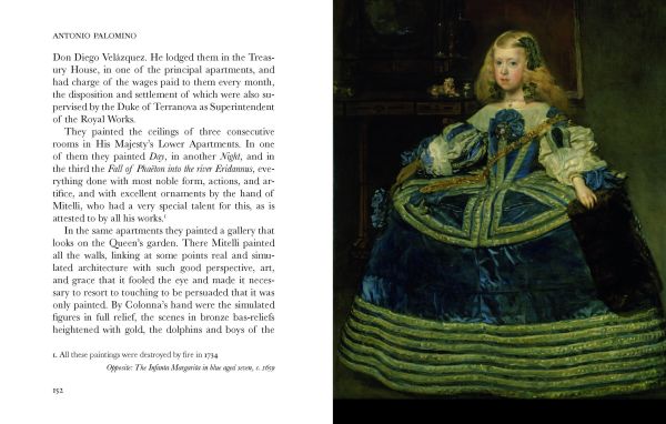 Self-portrait painting by Velázquez, with upturned moustache, 'Lives of Velázquez', in white font below, by Pallas Athene.