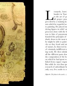 Portrait of a Man in Red Chalk, by Leonardo da Vinci, 'Lives of Leonardo da Vinci', in white font below, by Pallas Athene.