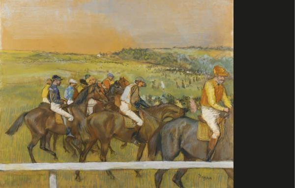 Self-portrait by Edgar Degas, in black hat, 'Memories of Degas', in white font below, by Pallas Athene.