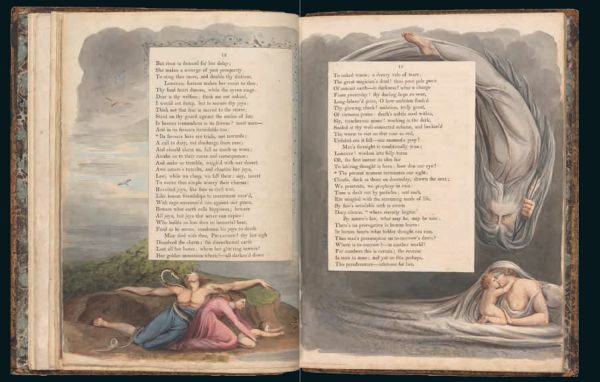 Portrait of William Blake 1802, 'Lives of Blake', in white font to lower right of cover, by Pallas Athene.