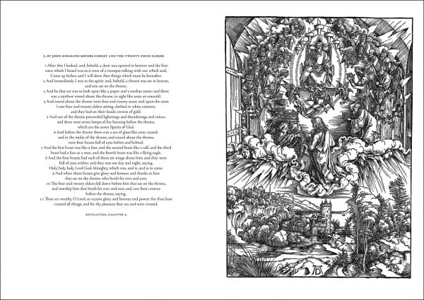 Book cover of The Beast with Two Horns like a Lamb, Apocalypse With Pictures, featuring detail of woodcut print by Albrecht Durer. Published by Pallas Athene.
