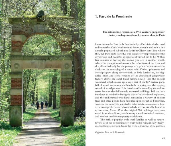 Vineyard with French commune behind, on travel guide cover of 'Half an Hour from Paris, 12 Secret Daytrips by Train', by Pallas Athene.
