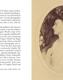 Book cover of Julia Margaret Cameron, with 19th century albumen silver print of the female photographer in Victorian dress. Published by Pallas Athene.