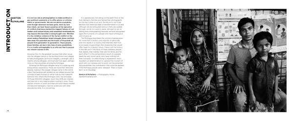 Landscape book cover of Edge of Hope, The Rohingya Refugee Camp at Cox's Bazar, featuring a group of children holding books, staring at viewer. Published by Pallas Athene.