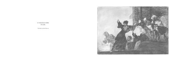 Book cover of The Follies: Los Disparates/Los Proverbios. Francisco de Goya, with an etch of figure. Published by Pallas Athene.