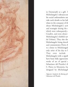 Book cover of Title: Dialogues with Michelangelo, with a self-portrait painting of the Italian artist. Published by Pallas Athene.