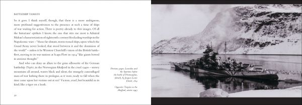 Book cover of Battleship Yamato: Of War, Beauty and Irony, featuring a silhouette of the Imperial Japanese Navy warship. Published by Pallas Athene.