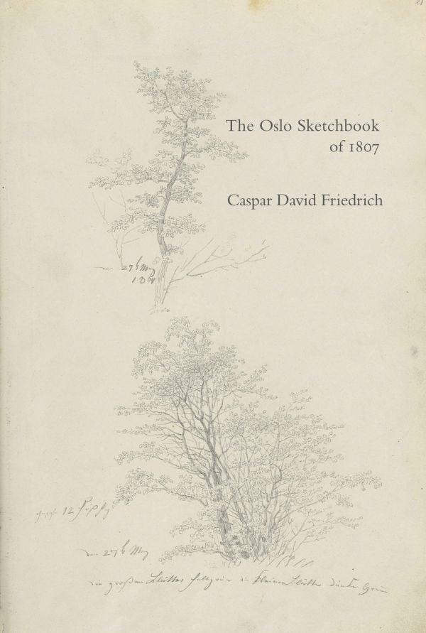 Book cover of The Oslo Sketchbook of 1807; featuring two sketches of trees. Published by Pallas Athene.