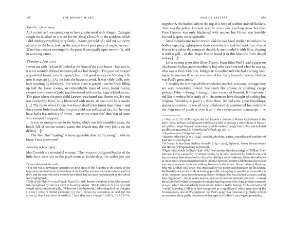 Book cover of The Benson Diary: I: 1885-1906; II: 1907-1925, featuring the novelist and poet dressed academic cap and cape. Published by Pallas Athene.