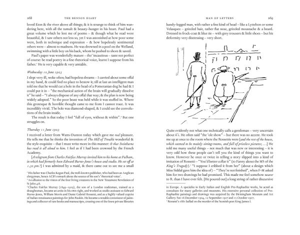 Book cover of The Benson Diary: I: 1885-1906; II: 1907-1925, featuring the novelist and poet dressed academic cap and cape. Published by Pallas Athene.