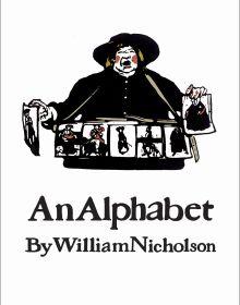 Book cover of An Alphabet; featuring a figure selling portraits. Published by Pallas Athene.