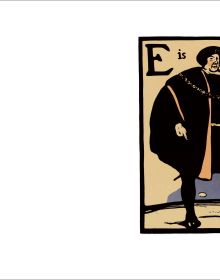 Book cover of An Alphabet; featuring a figure selling portraits. Published by Pallas Athene.