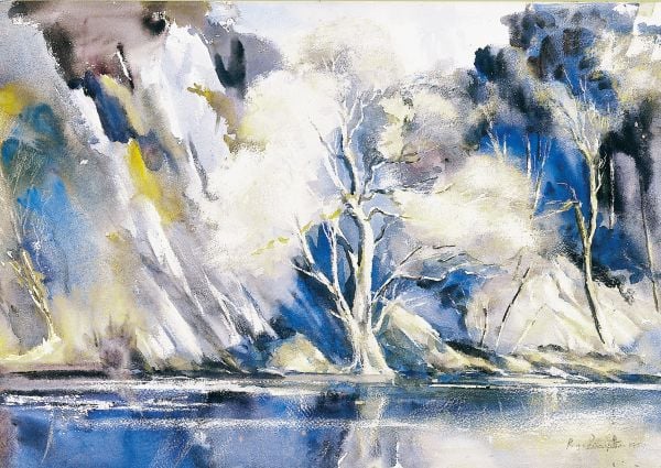 Watercolour sketch of two female painters, one at easel, one with sketchbook, on cover of 'Silent Companion', by ACC Art Books.