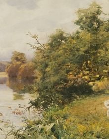 Watercolour sketch of two female painters, one at easel, one with sketchbook, on cover of 'Silent Companion', by ACC Art Books.