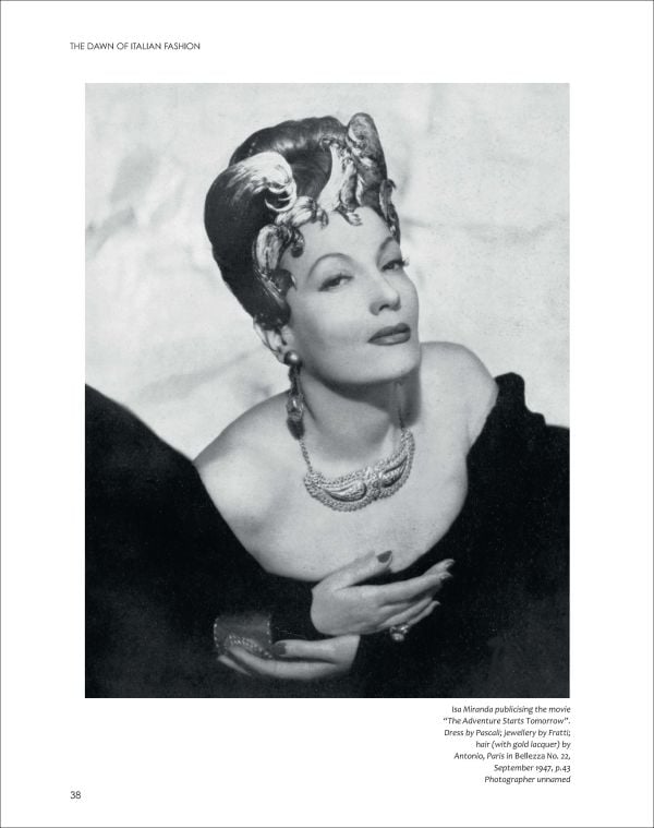 Book cover of Fashion Jewellery, Made in Italy, featuring Italian model Petteni Haggiag wearing printed silk jersey palazzo pyjamas. Published by ACC Art Books.