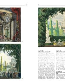 Book cover of Encyclopaedia of Russian Stage Design: 1880-1930, featuring a painting of couple dancing on stage. Published on ACC Art Books.