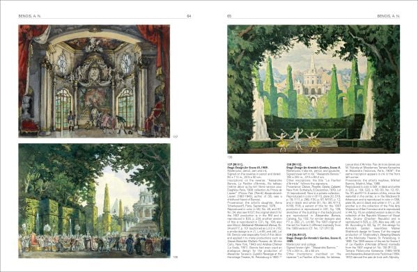 Book cover of Encyclopaedia of Russian Stage Design: 1880-1930, featuring a painting of couple dancing on stage. Published on ACC Art Books.