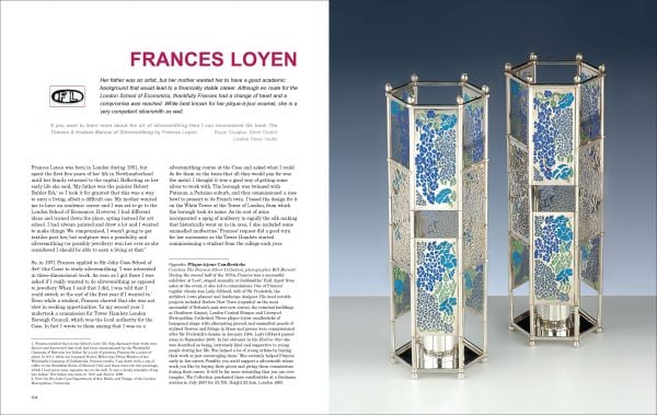 Book cover of Designer British Silver, featuring a silver candlestick holder with nest shape to centre. Published by ACC Art Books.