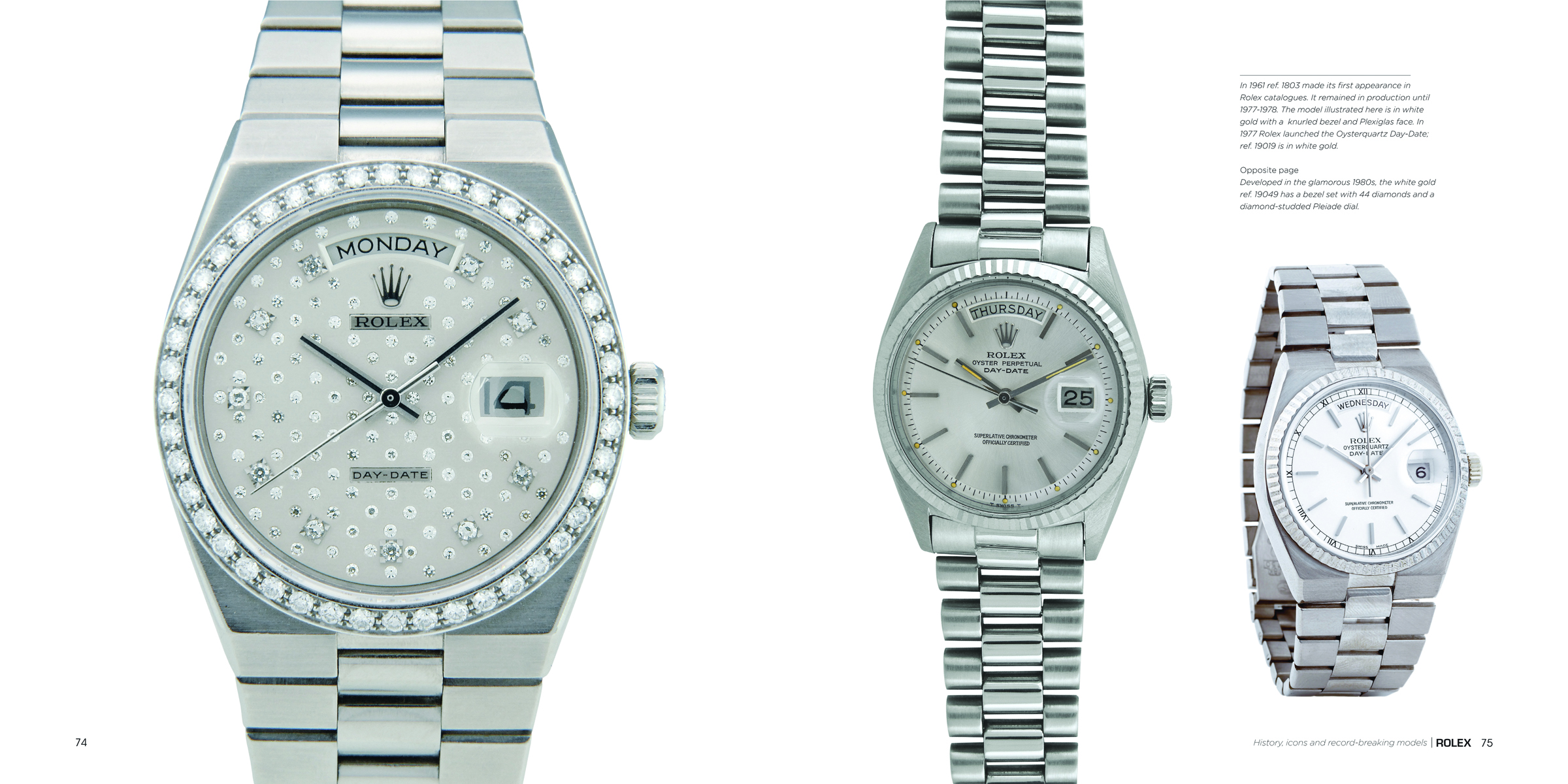 Book cover of Rolex, History, Icons and Record-Breaking Models, featuring a silver Rolex oyster watch, with black face. Published by ACC Art Books.