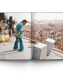 Book cover of Burning Desire: The Jimi Hendrix Experience Through the Lens of Ed Caraeff; featuring rock guitar legend Jimi Hendrix setting fire to his Fender Stratocaster. Published by ACC Art Books.