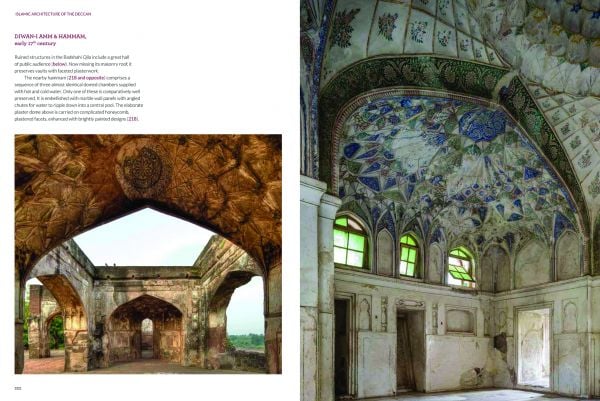 The Wooden Pavilion and Blue Tile Work at the Rangin Mahal, Bidar, India, on cover of 'Islamic Architecture of Deccan India', by ACC Art Books.
