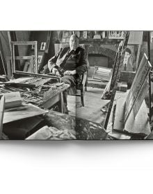 Book cover of Lowry: At Home, featuring the artist in his later years. Published by ACC Art Books.