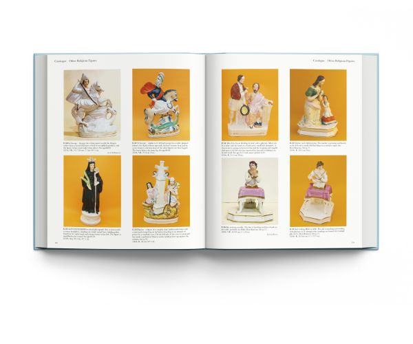 Book cover of Victorian Staffordshire Pottery Religious Figures, featuring a biblical figurine of 'Moses'. Published by ACC Art Books.