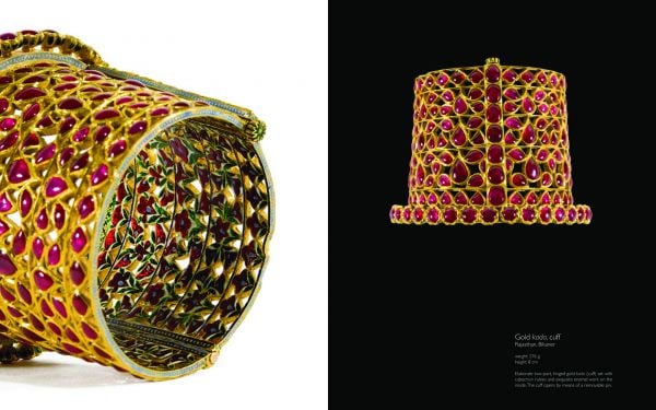 Decorative 19th century Turrah, turban ornament, on white cover of 'Traditional Indian Jewellery', by ACC Art Books.