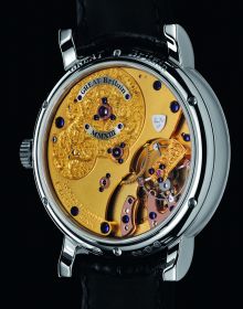 Jean Daniel Nicolas 2-Minute Tourbillon watch mechanism, on white cover of 'Watchmakers', by ACC Art Books.