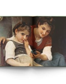 Book cover of William Bouguereau, The Essential Works, with a painting titled La bourrique (The Pony-back Ride). Published by ACC Art Books.