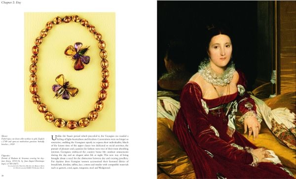 Book cover of Georgian Jewellery, 1714-1830', with five colourful jewelled necklaces. Published by ACC Art Books.