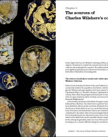 Gold bowl fragment from 4th century, on black cover of 'Saints and Salvation,The Wilshere Collection', by Ashmolean Museum.