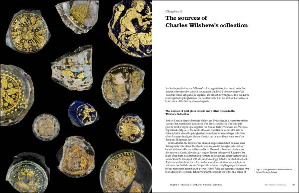 Gold bowl fragment from 4th century, on black cover of 'Saints and Salvation,The Wilshere Collection', by Ashmolean Museum.