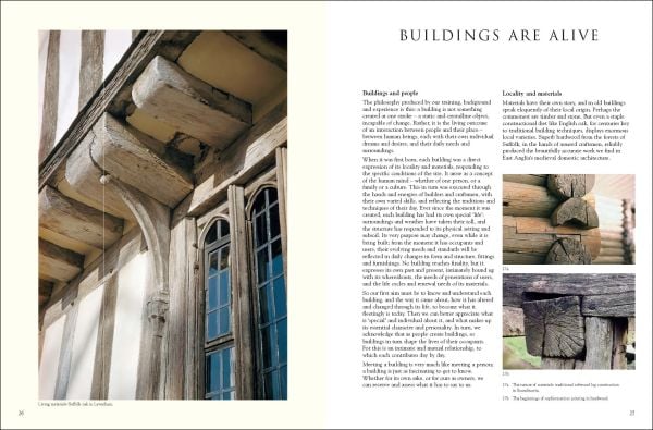 Book cover of Living Buildings: Architectural Conservation, Philosophy, Principles and Practice, featuring the grand ceiling of the House of Lords' chamber at the Palace of Westminster. Published by Images Publishing.